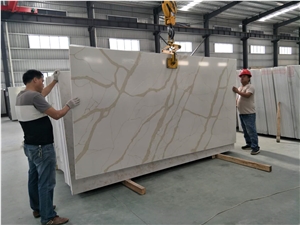 Calacatte Gold Quartz Flooring Covering Slab