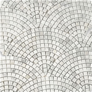 Carrara White Fish Scale Scallop Fan Pattern Tiles
