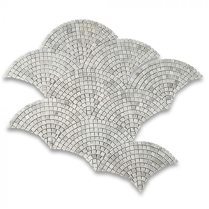 Carrara White Fish Scale Scallop Fan Pattern Tiles