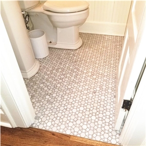 Carrara White Hexagon Sunflower Ring Mosaic Tiles