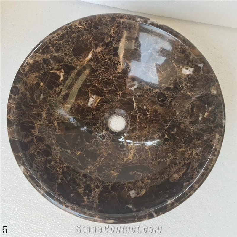 Cheap Dark Emperador Marble Round Sinks