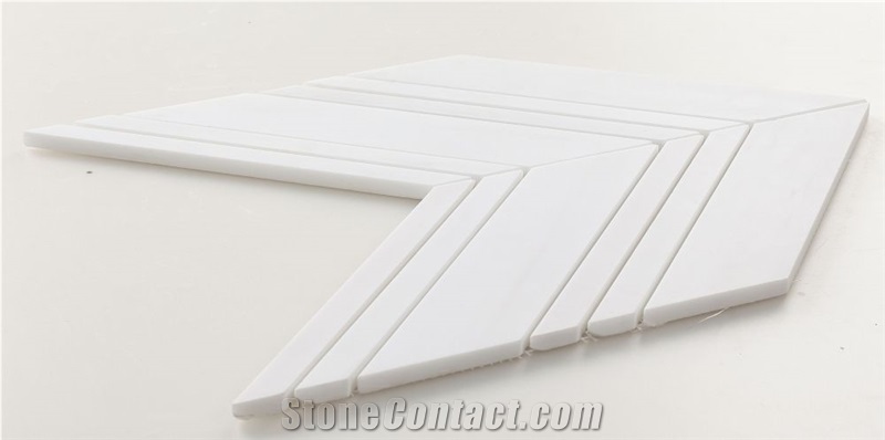 Chevron Large Dolomite Honed 9.5x12inch Mosaic