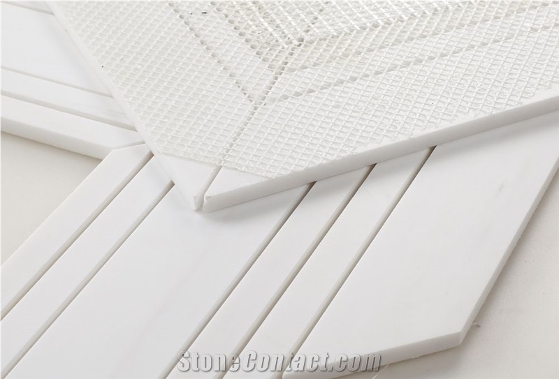 Chevron Large Dolomite Honed 9.5x12inch Mosaic