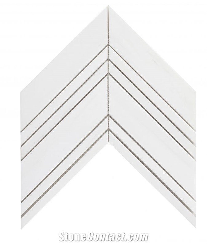 Chevron Large Dolomite Honed 9.5x12inch Mosaic