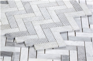 Chevron Long Loft 11x12 Calacatta & Bardiglio Mosaic Tile