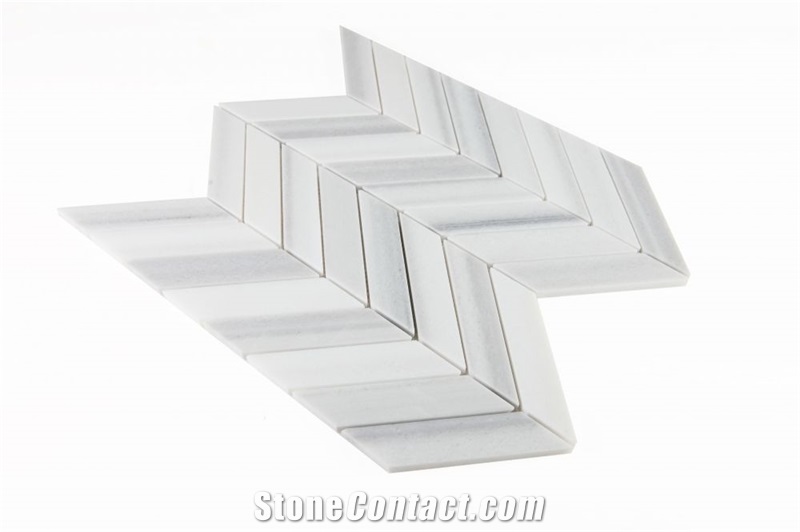 Chevron Marmala White 11"X11" Marble Polish Mosaic