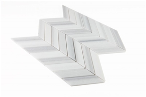 Chevron Marmala White 11"X11" Marble Polish Mosaic