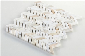 Chevron Petite Calacatta 10.75x12" Marble Mosaic Tiles