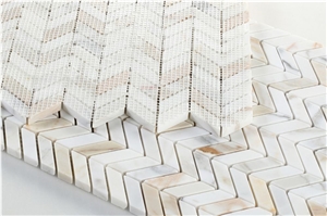 Chevron Petite Calacatta 10.75x12" Marble Mosaic Tiles