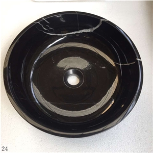 China Cheap Black with White Vein Marble Sinks