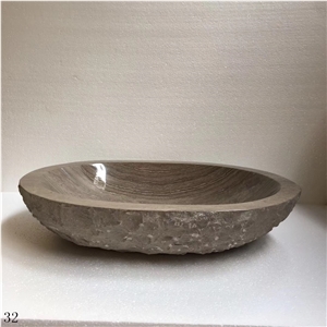 China Coffee Marble Stone Oval Sinks Brown Basins
