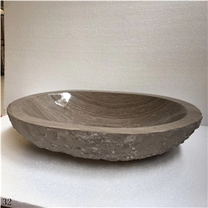 China Coffee Marble Stone Oval Sinks Brown Basins