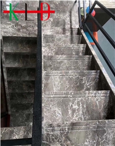 China Grey Marble Stairs,Cut to Size,Stone Steps