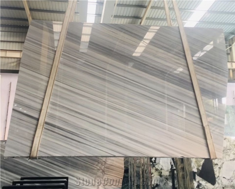 China Star Sand White Blue Grain Marble Bookmatch