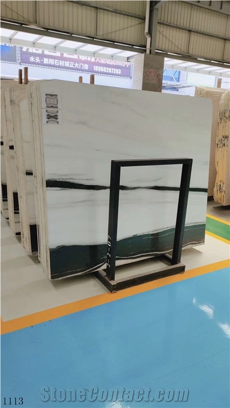 China White and Black Marble Stone Steps Stair