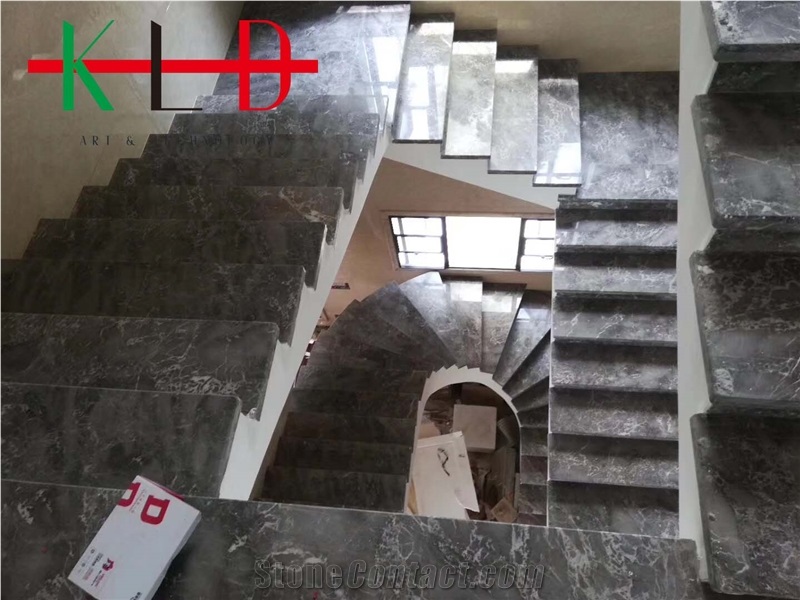 Chinese Grey Marble Tiles for Stairway,Staircase
