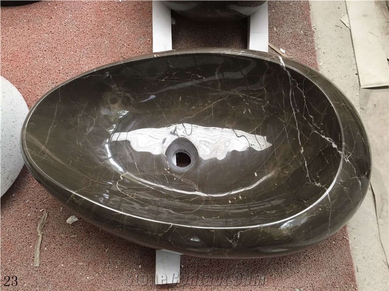 Coffee Marble Basin Artistic Stone Ourdoor Sinks
