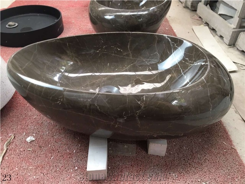 Coffee Marble Basin Artistic Stone Ourdoor Sinks