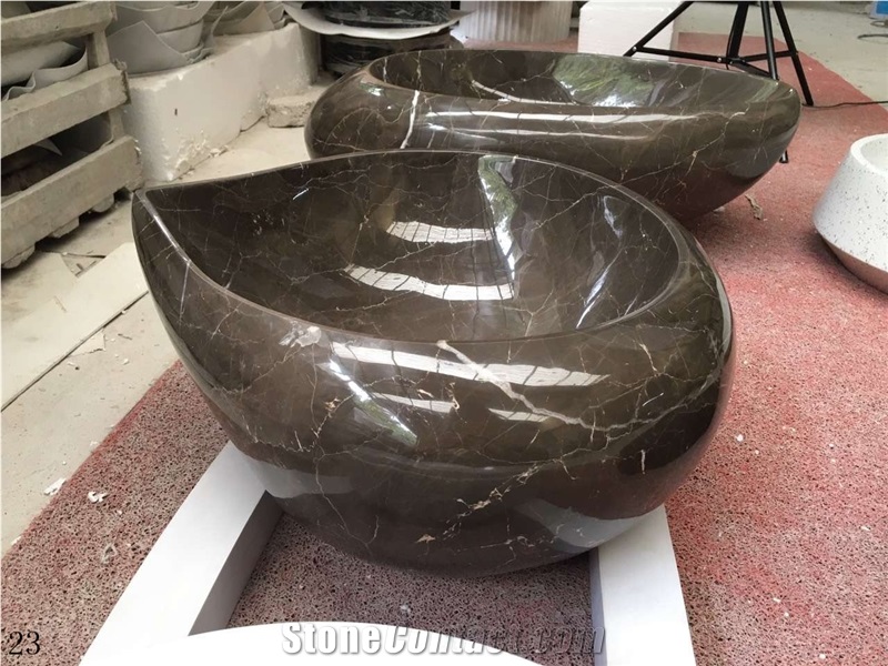 Coffee Marble Basin Artistic Stone Ourdoor Sinks