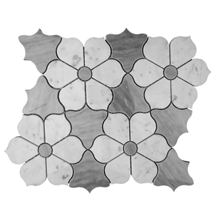 Colorful Stone Carrara Marble Herringbone Mosaic