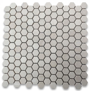 Crema Marfil 1 Inch Hexagon Mosaic Tile Tumbled
