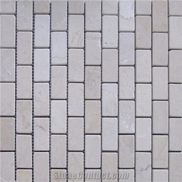 Crema Marfil 1x2 Medium Brick Mosaic Tile Tumbled