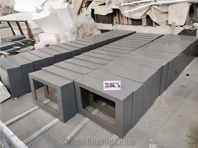 Custom Grey Quartz Stone Bathroom Vanity Tops