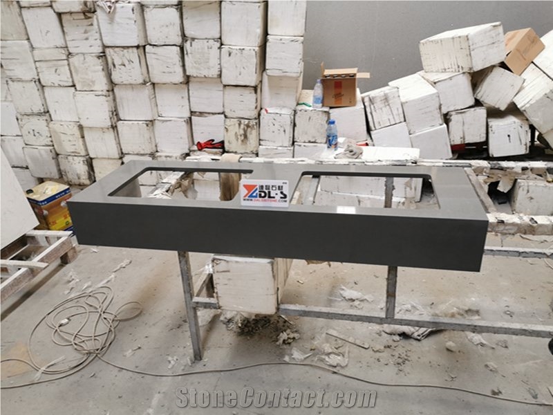 Custom Grey Quartz Stone Bathroom Vanity Tops