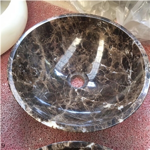 Dark Emperador Marble Basin Natural Stone Sink