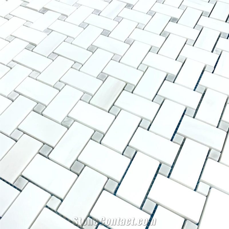 Dolomite Basketweave W Mystic Gray Mosaic Honed