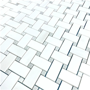 Dolomite Basketweave W Mystic Gray Mosaic Honed