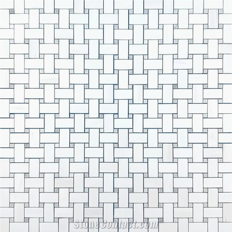 Dolomite Basketweave W Mystic Gray Mosaic Honed
