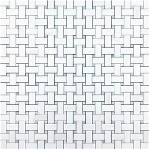 Dolomite Basketweave W Mystic Gray Mosaic Honed