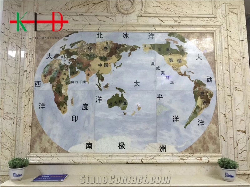 Earth Map Marble Onyx Water Jet Medallions Mosaics