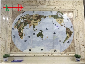 Earth Map Marble Onyx Water Jet Medallions Mosaics