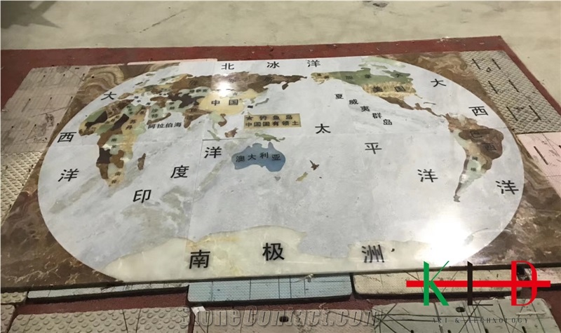 Earth Map Marble Onyx Water Jet Medallions Mosaics