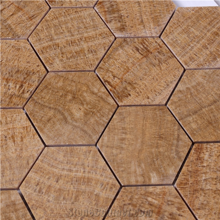 Emperador Brown Kitchen Backsplash Hexagon Tiles