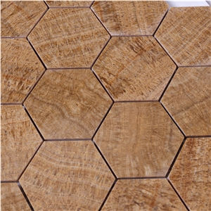 Emperador Brown Kitchen Backsplash Hexagon Tiles