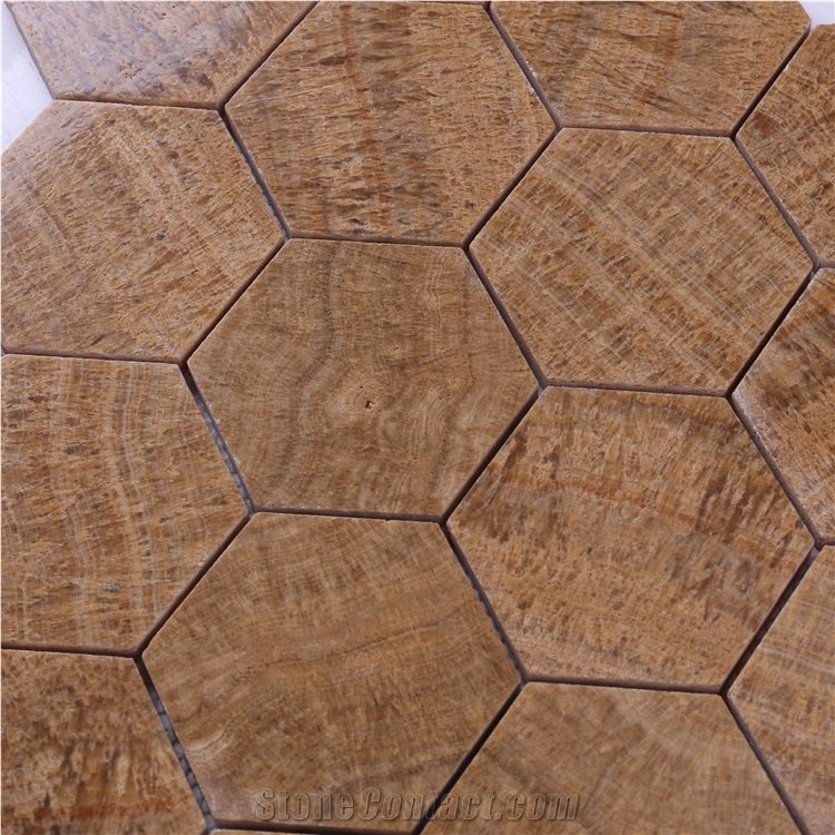 Emperador Brown Kitchen Backsplash Hexagon Tiles