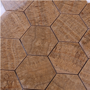 Emperador Brown Kitchen Backsplash Hexagon Tiles