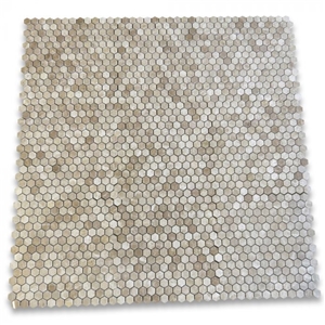 Emperador Light Marble 1 Inch Hexagon Mosaic Tile Polished