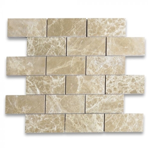 Emperador Light Marble 2x4 Grand Brick Subway Mosaic Tile
