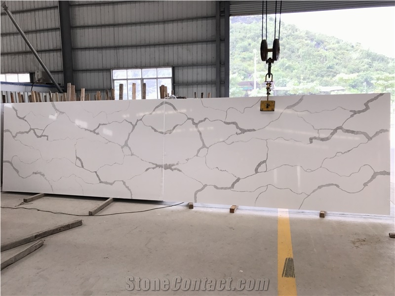 Factaty Direct Calacatta White Quartz Slabs Tiles