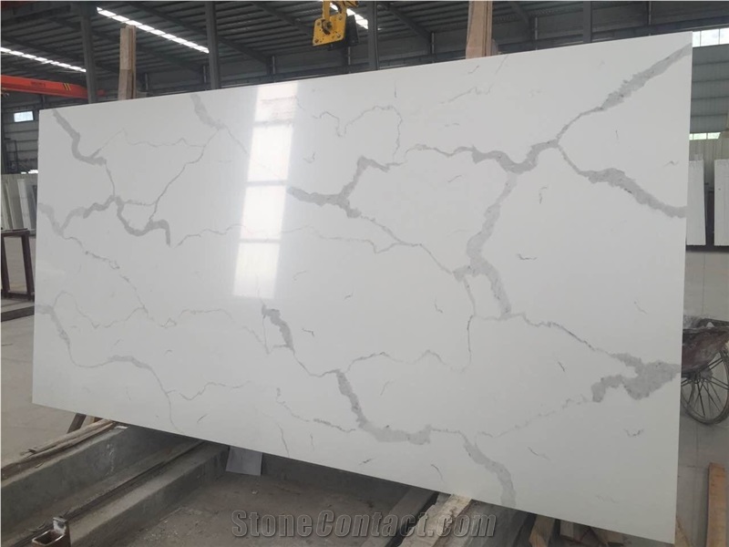 Factaty Direct Calacatta White Quartz Slabs Tiles