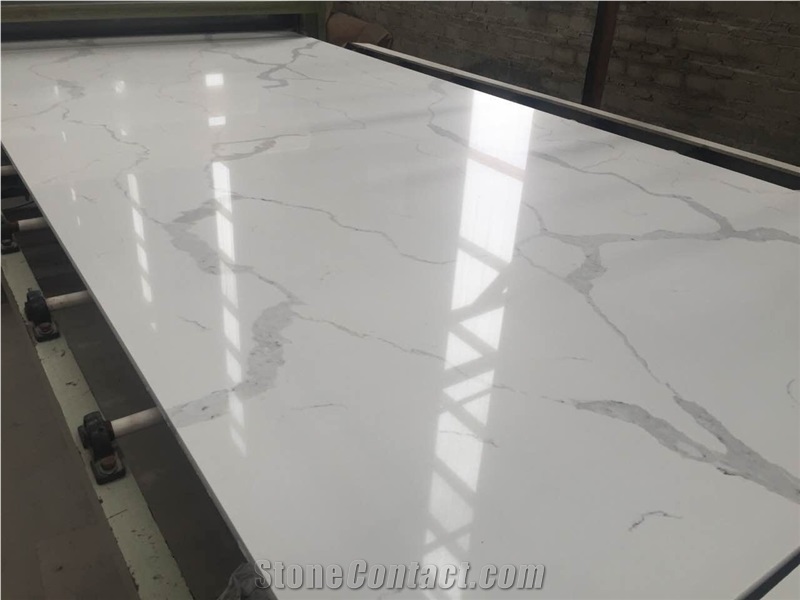 Factaty Direct Calacatta White Quartz Slabs Tiles