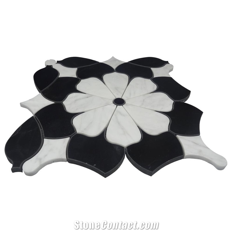 Flower Pattern Waterjet Marble Mosaic Wall Tiles