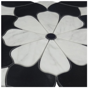 Flower Pattern Waterjet Marble Mosaic Wall Tiles