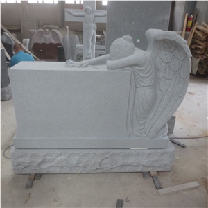 G633 Light Gray Granite Weeping Angel Headstone