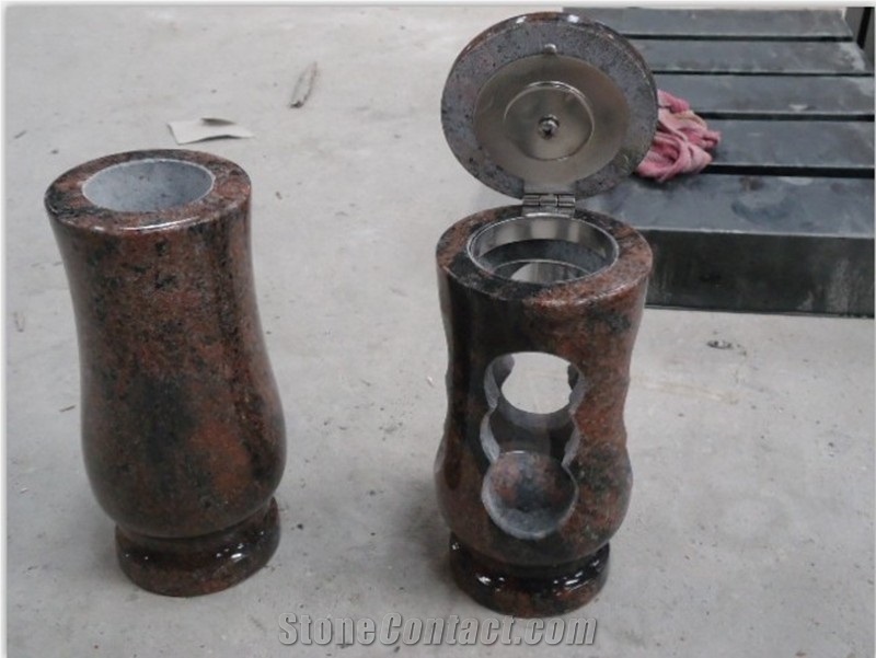 Granite Cemetery Flower Vase for Tombstones