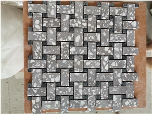 Grey Basketweave Cement Terrazzo Mosaic Tiles Grey Basketweave Cement Terrazzo Mosaic Tiles